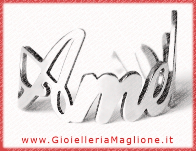 Anelli personalizzati con nome in acciaio su richiesta del cliente