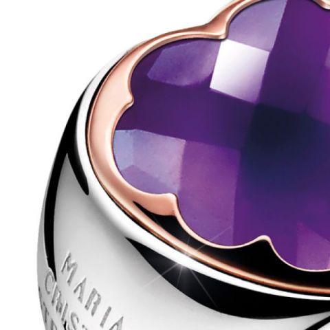 Anello a cuore in argento 925 con ametista firmato Maria Cristina Sterling