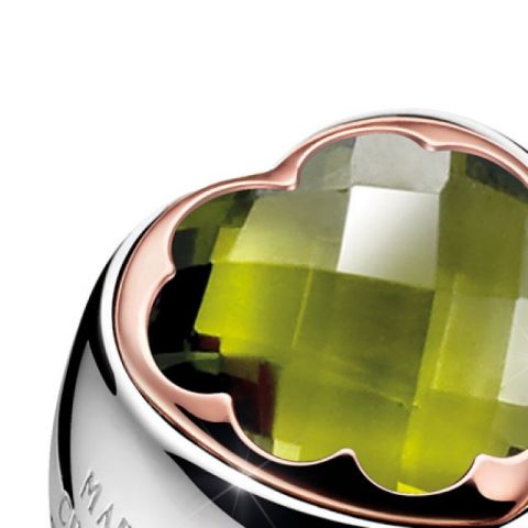 Anello a cuore in argento 925 con peridoto firmato Maria Cristina Sterling