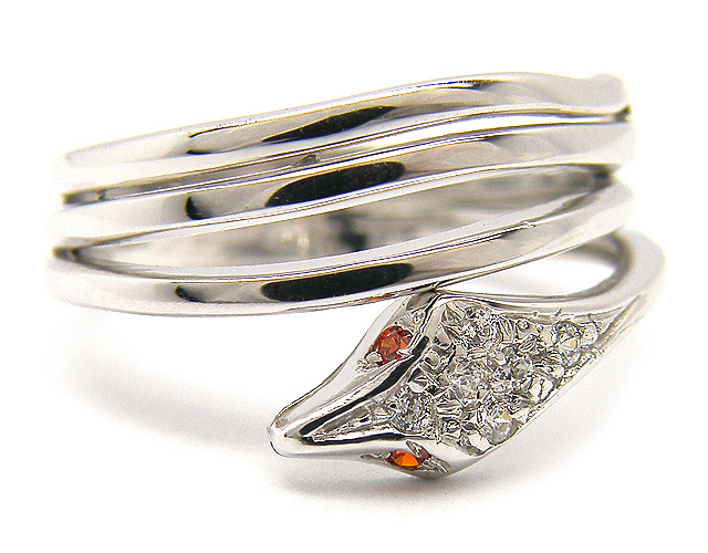 Anello a serpente in oro bianco 18kt e zirconi