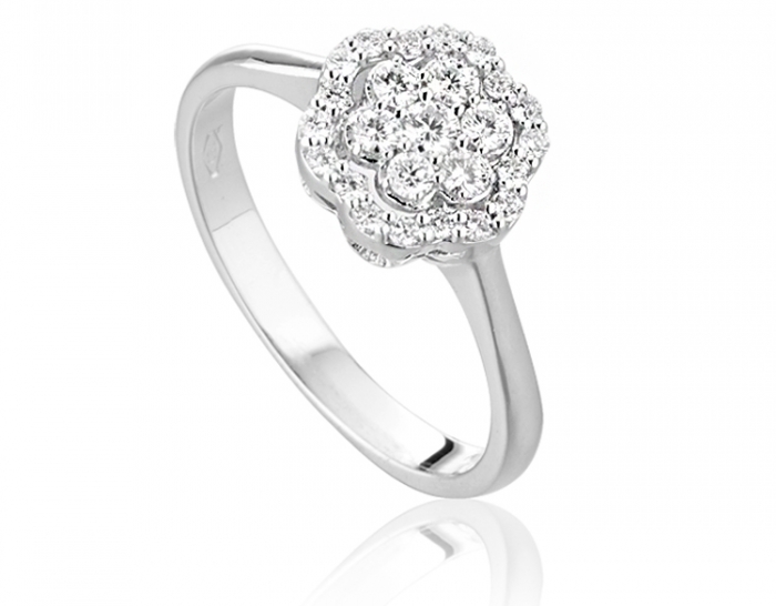18K White Gold and 0.33ct Natural Diamond Solitaire Ring 