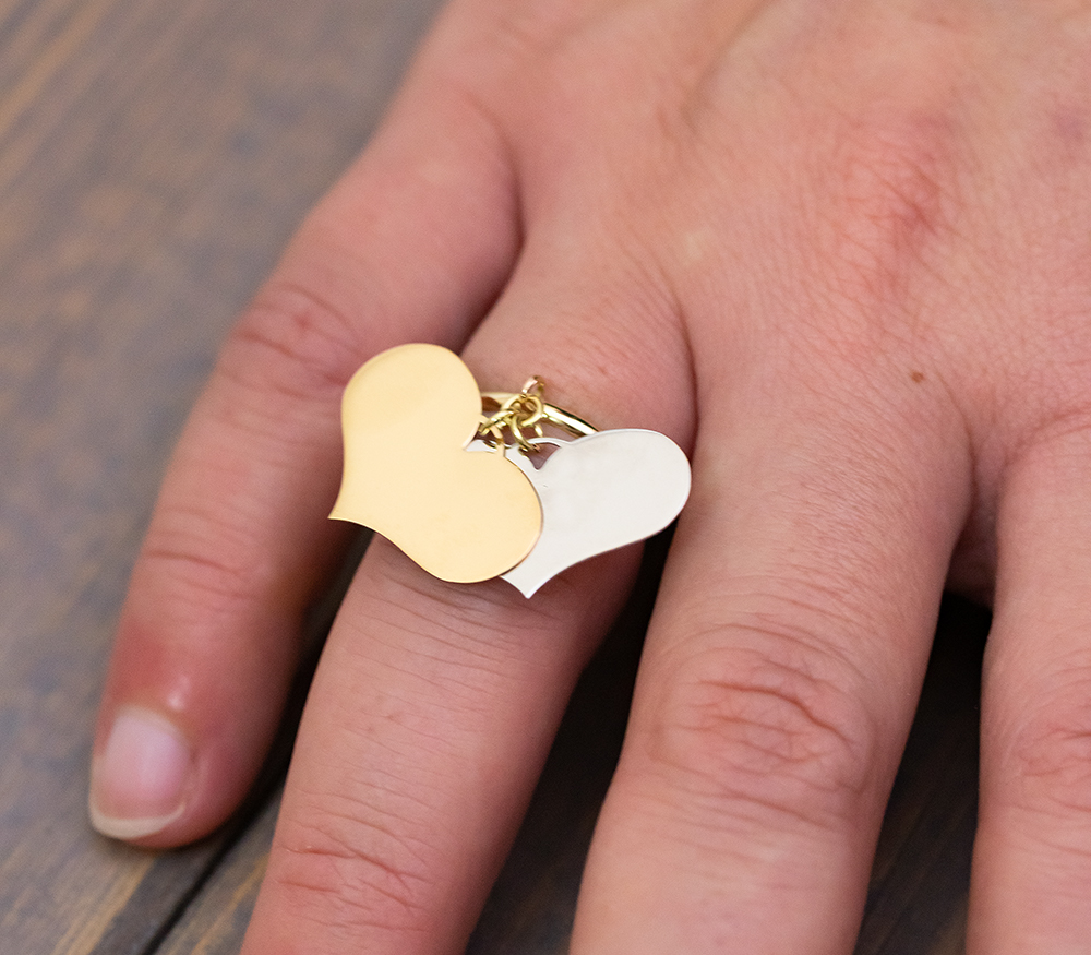 Heart Ring in 18k Yellow and White Gold