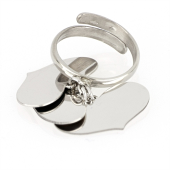 Anello con ciondolo Cuore pendente in argento 925% rodiato personalizzabile con nome o frase