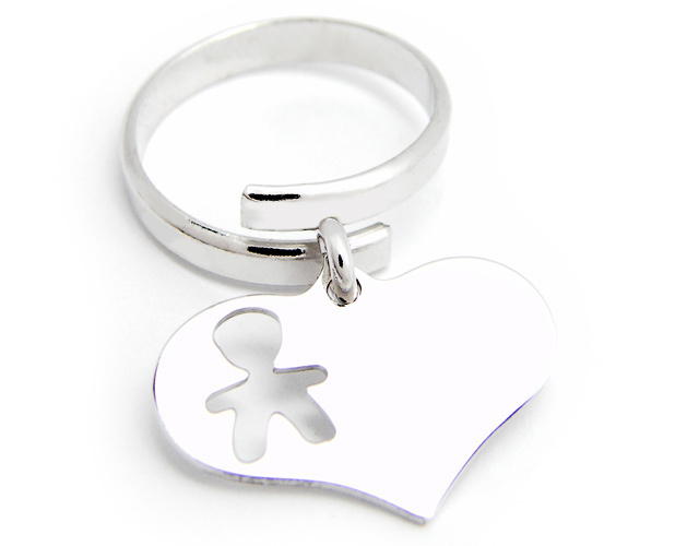 925 Silver Heart Boy Ring customizable with name