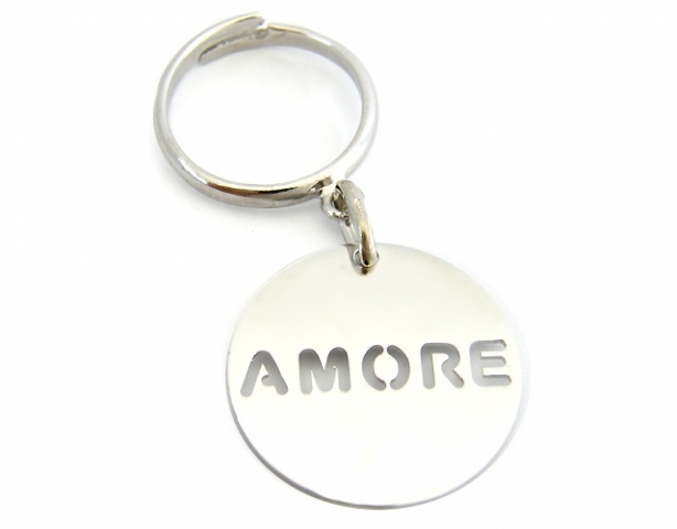 Anello con ciondolo pendente Amore in argento 925 rodiato