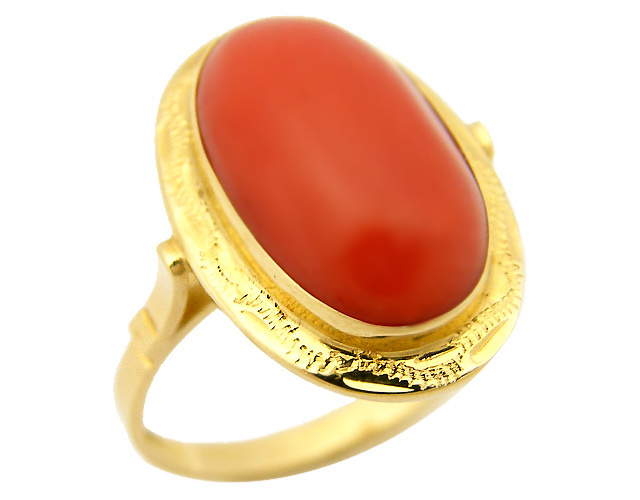 Anello con corallo rosso in oro giallo 18kt