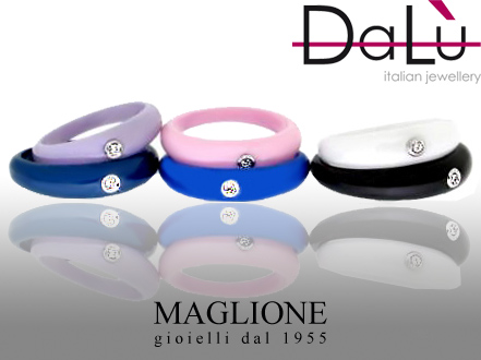 Anello Dalù in ceramica indaco e oro bianco 18kt con diamante naturale