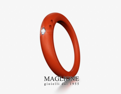 Anello Due Punti in silicone anallergico Arancio Jazz, argento e diamante
