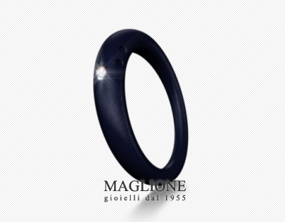 Anello Due Punti in silicone anallergico Blu Profondo, argento e diamante