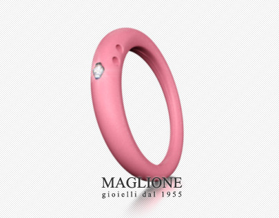 Anello Due Punti in silicone anallergico Rosa Capriccio, argento e diamante