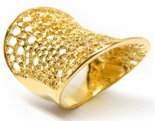 Anello fascia fantasia in argento 925 dorato