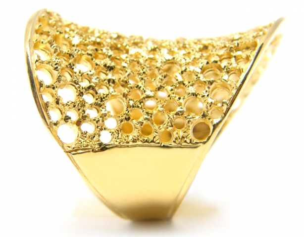 Anello fascia fantasia in argento 925 dorato