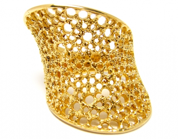 Anello fascia fantasia in argento 925 dorato