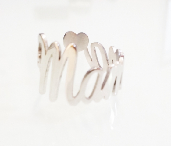 White stainless steel Name Customizable Ring