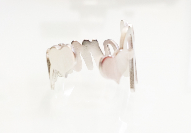 White stainless steel Name Customizable Ring