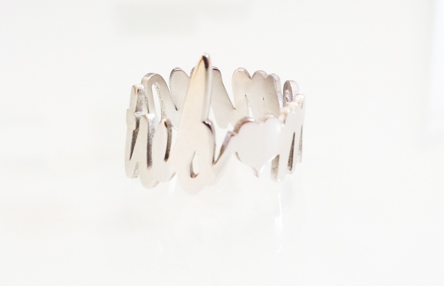 White stainless steel Name Customizable Ring