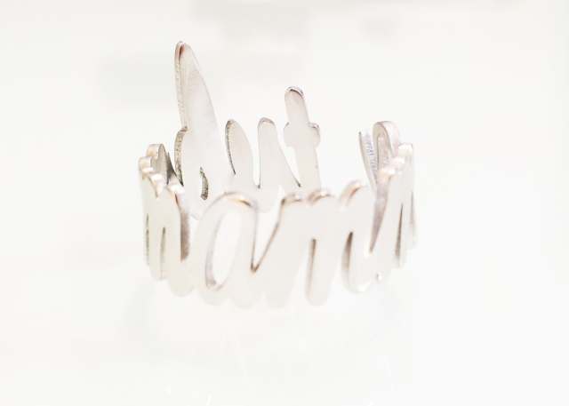 White stainless steel Name Customizable Ring