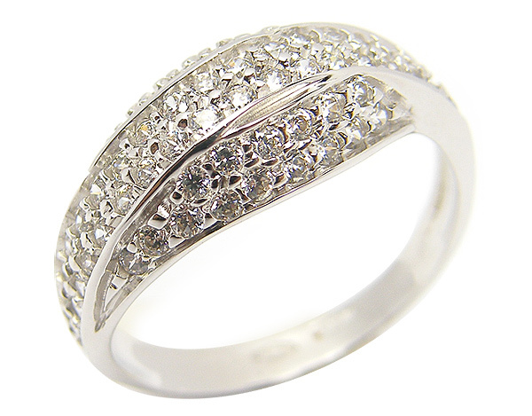Anello in oro bianco 18kt e zirconi
