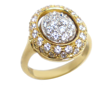 18K Yellow and White Gold, Cubic Zirconia Ring