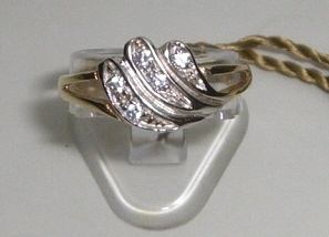 Anello in oro giallo e bianco 18kt con zirconi