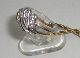 Anello in oro giallo e bianco 18kt con zirconi