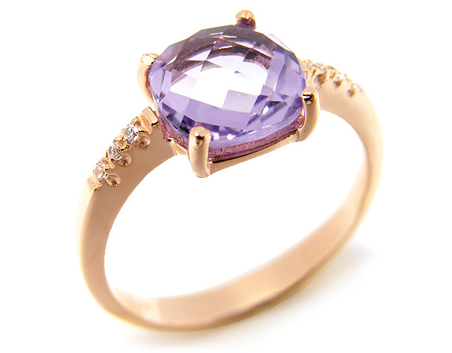 Anello in oro rosa 18kt con pietre sintetiche