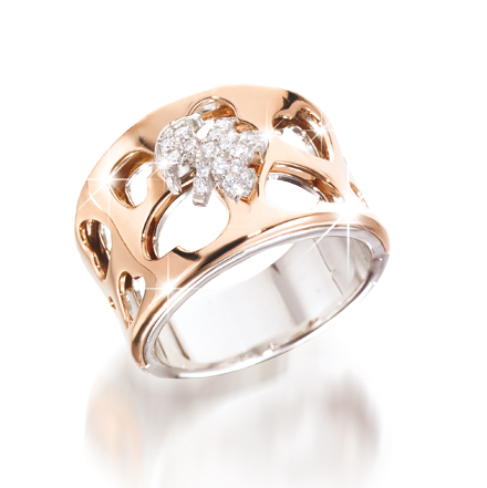 Le Bebè - 18k White and Rose Gold with 0.16ct Diamond Girl Ring