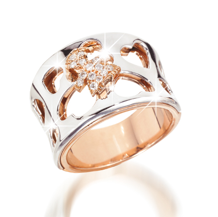 Le Bebè - 18k White and Rose Gold with 0.16ct Diamond Girl Ring