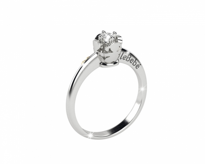Le Bebè - 18k White Gold with 0.20ct Diamond Boy and Girl Ring
