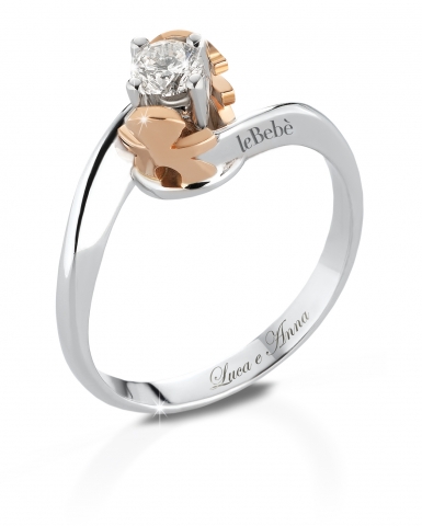 Le Bebè - 18k White Gold with 0.20ct Diamond Boy and Girl Ring