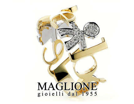 Anello Le Bebè - Le Ghirlande - bimbo in oro bianco e giallo 18kt con diamanti