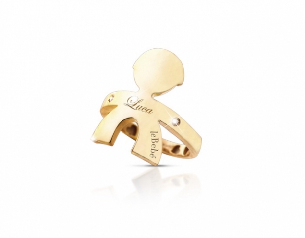 Anello Le Bebé - gli Abbracci - con bimbo in oro giallo e 2 diamanti LBB-121-N