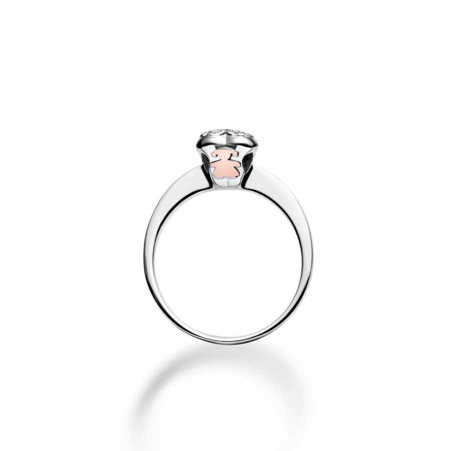 Anello LeBebé - Gli Amori - in oro bianco con sagoma bimba in oro rosa e toppetta di Diamanti da 0.17ct