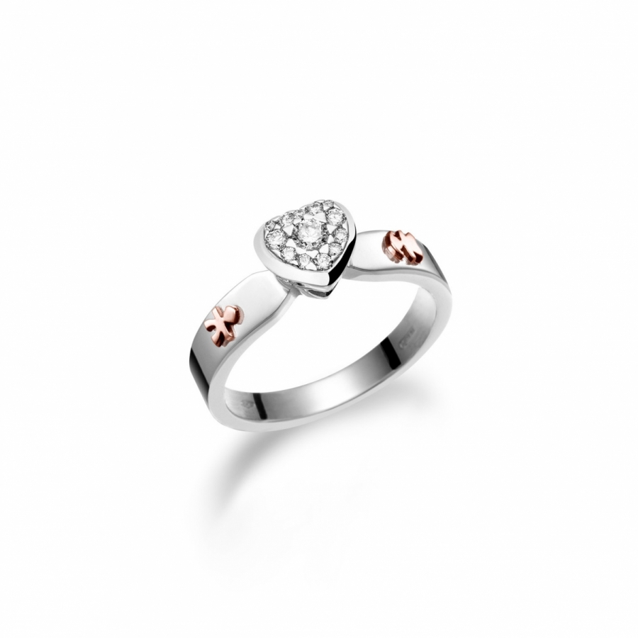 Le Bebé - 18k White and Rose Gold with 0.17ct Diamond Boy and Girl Ring