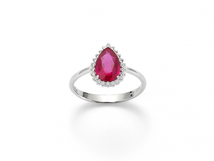18K White Gold 1.60ct Ruby and Natural Diamonds Ring MILUNA