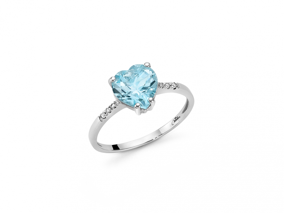 9K White Gold with Topaz anche Diamonds Ring MILUNA
