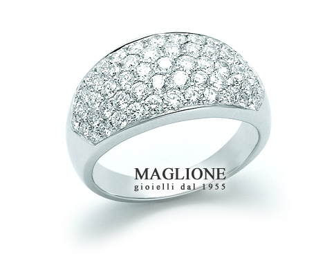 Anello Miluna con pavé di Diamanti Naturali 1.68ct in oro bianco 18kt