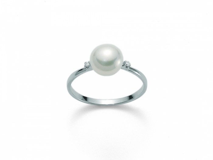 Anello Miluna con Perla e Diamanti in oro bianco PLI951X