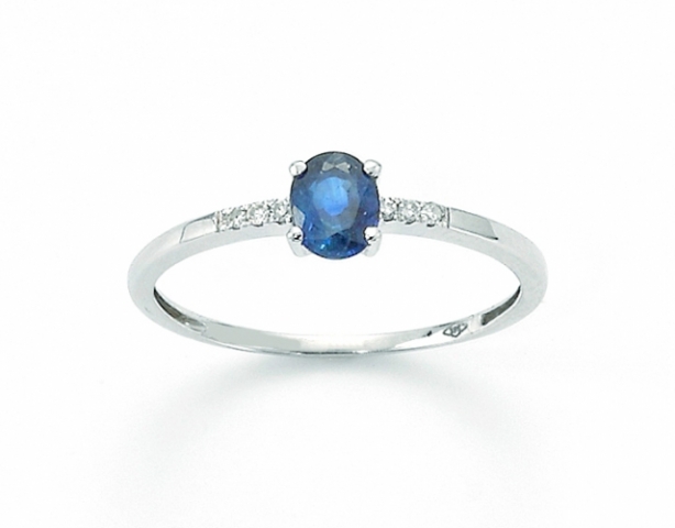 MILUNA - 9K White Gold Ring with Natural Diamond and Sapphire