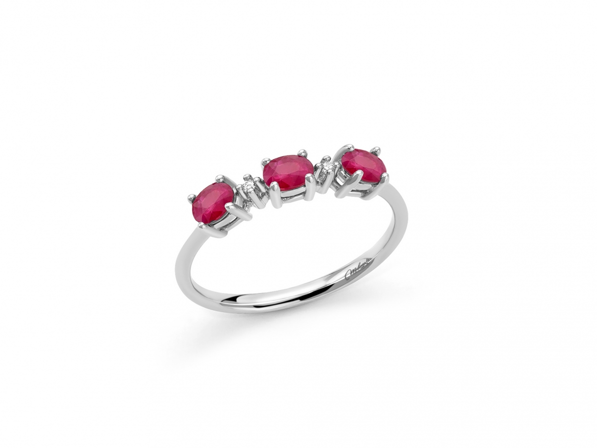 9K White Gold, Ruby and Diamonds Ring