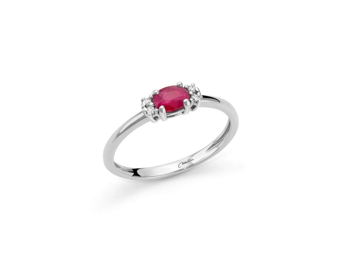 9K White Gold, Ruby and Diamonds Ring