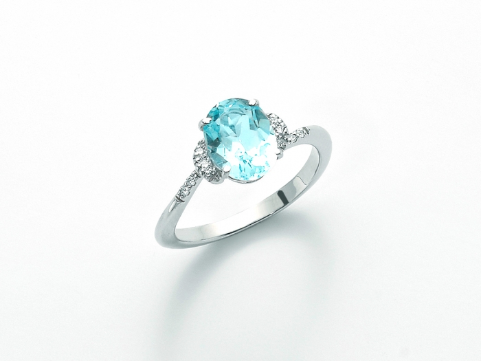 Anello Miluna in oro bianco con Topazio azzurro e diamanti 0.05ct LID2791X