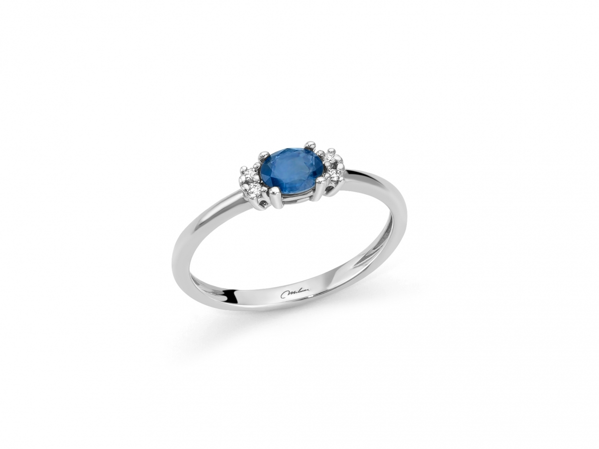 9K White Gold, Sapphire and Diamonds Ring