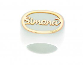 Anello My Charm in agata bianca e oro bianco giallo o rosa personalizzabile con il nome