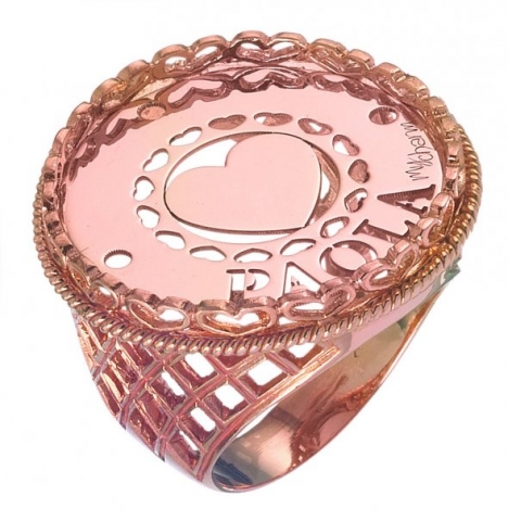 Anello My Charm in argento 925% con trafori a cuore personalizzabile con il nome