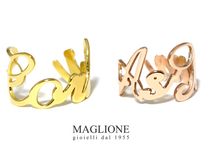 Anello personalizzabile con nome in acciaio anallergico bianco giallo o rosa