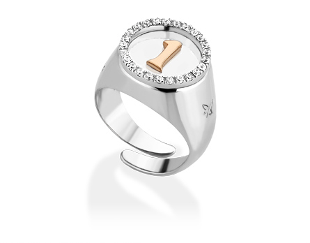 Anello Qabala con numero a scelta in argento e zirconi