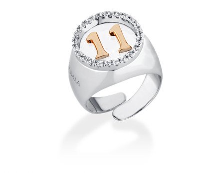 Anello Qabala con numero a scelta in argento e zirconi