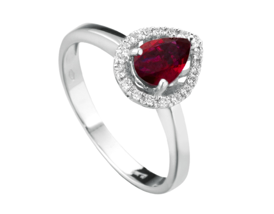 18k White Gold with Natural Ruby and Diamonds
