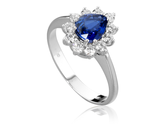 18k White Gold with Natural Sapphire and Diamonds